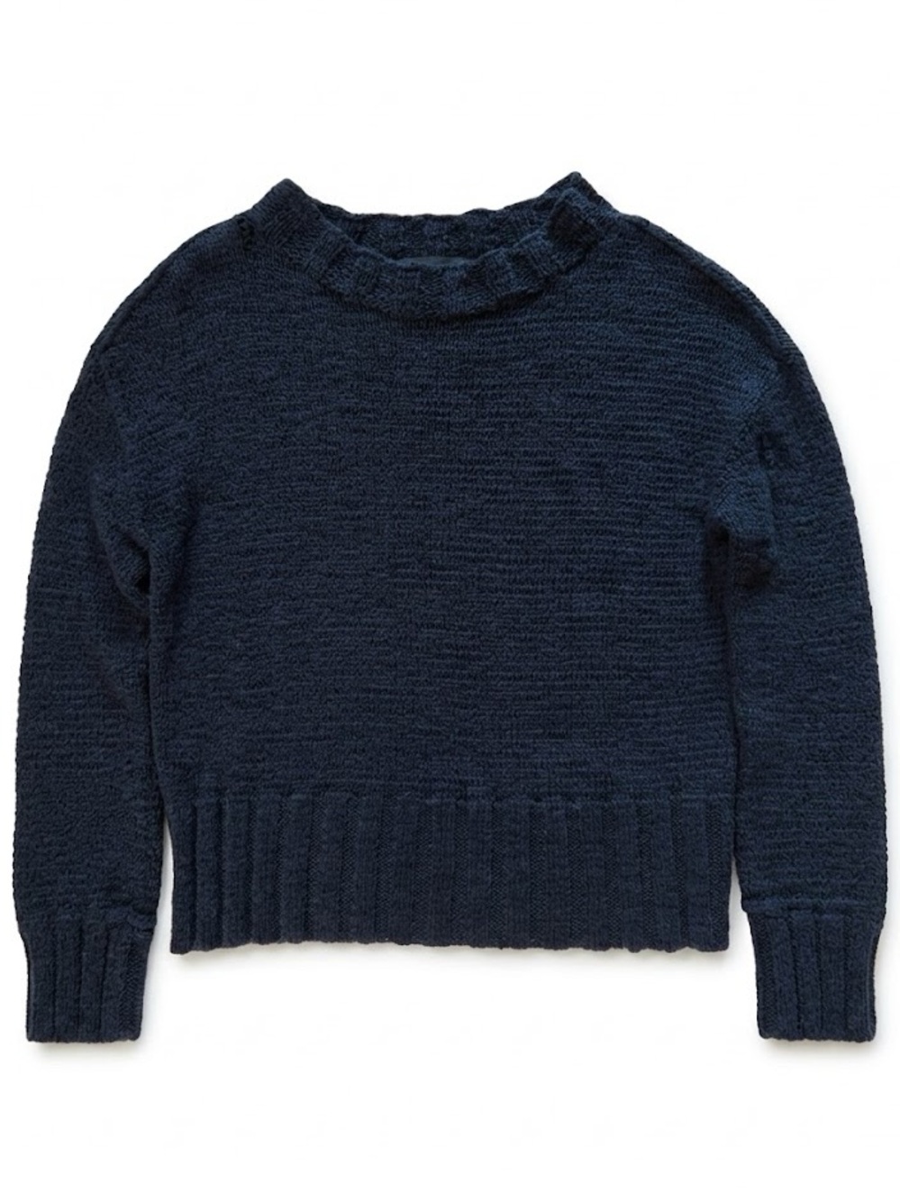 J. Crew Navy Wide Rib Crewneck Sweater Size Small